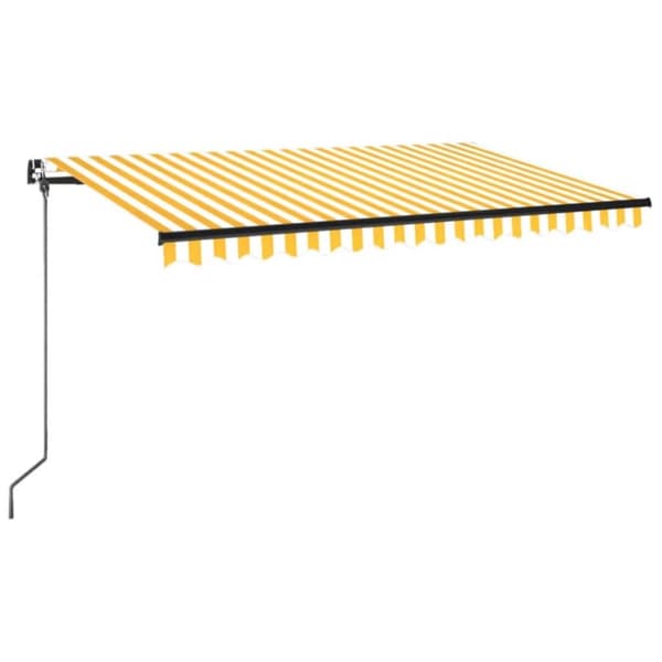 vidaXL Manuaalisesti sisäänkelattava markiisi 450x350cm keltavalkoinen