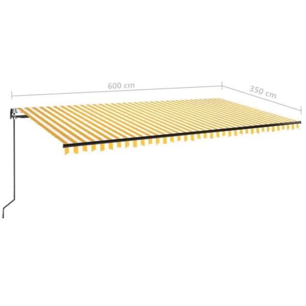 vidaXL Automatisk uttrekkbar markise 600x350 cm gul og hvit