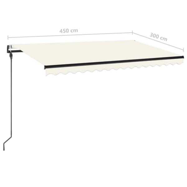 vidaXL Automatisk markis med vindsensor & LED 450x300 cm gräddvit