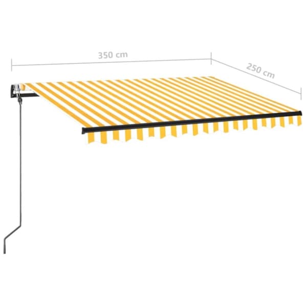 vidaXL Automatisk markise med LED og vindsensor 350x250 cm gul/hvit