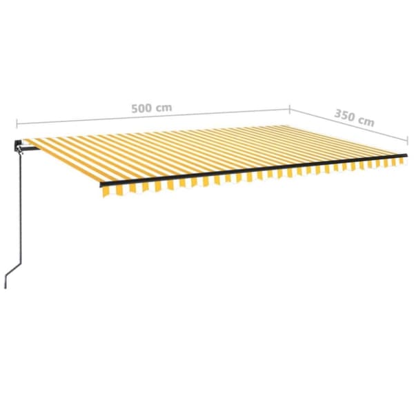 vidaXL Manuell uttrekkbar markise 500x350 cm gul og hvit