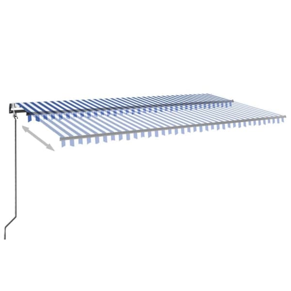 vidaXL Automatisk markise med vindsensor og LED 600x350 cm blå og hvit