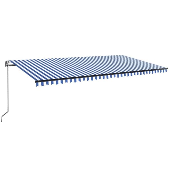 vidaXL Automatisk markise med vindsensor og LED 600x350 cm blå og hvit