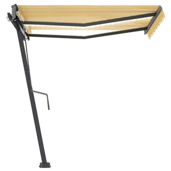vidaXL Käsin sisäänkelattava markiisi LEDillä 300x250 cm keltavalk.