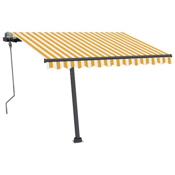 vidaXL Käsin sisäänkelattava markiisi LEDillä 300x250 cm keltavalk.