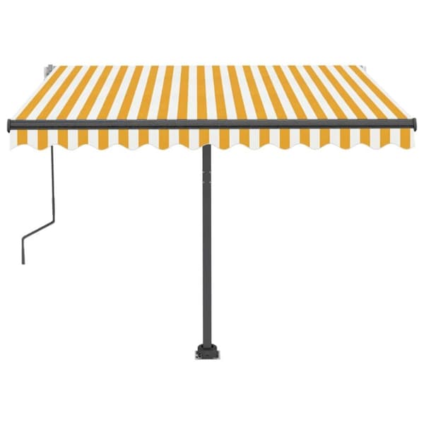 vidaXL Käsin sisäänkelattava markiisi LEDillä 300x250 cm keltavalk.