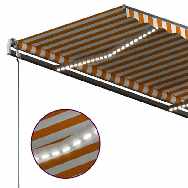 vidaXL Käsin sisäänkelattava markiisi LEDillä 300x250 cm keltavalk.