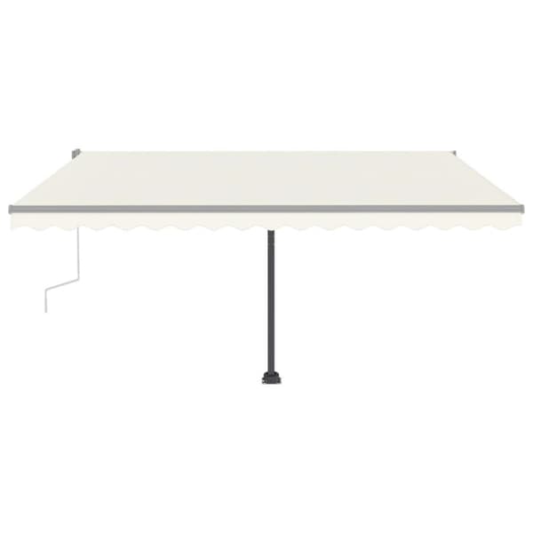 vidaXL Vapaasti seisova sisäänkelattava markiisi 450x300 cm kerma
