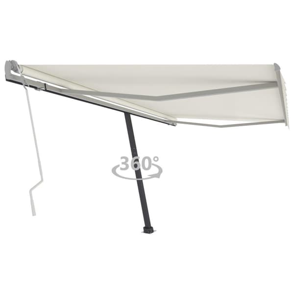 vidaXL Vapaasti seisova sisäänkelattava markiisi 450x300 cm kerma