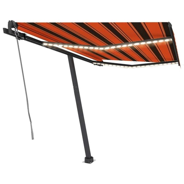 vidaXL Sisäänkelattava markiisi LED/tuulisens. 350x250cm oranssiruskea