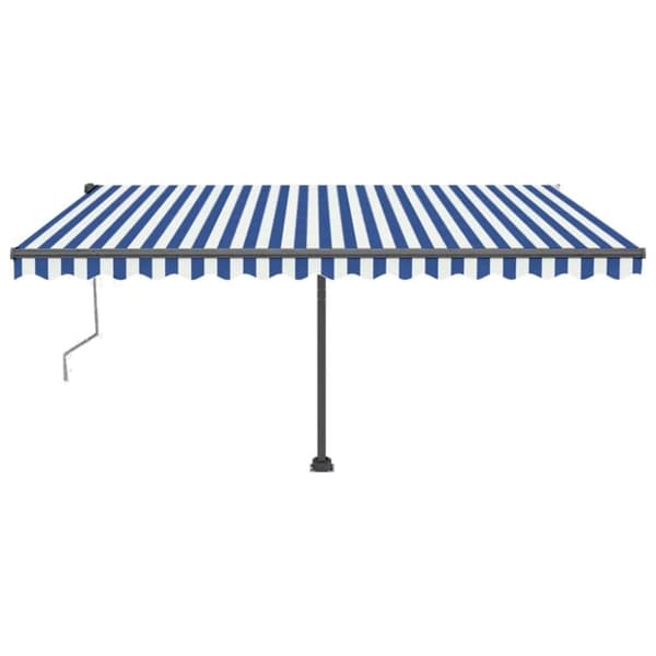 vidaXL Sisäänkelattava markiisi LED/tuulisensori 450x350 cm sinivalk.