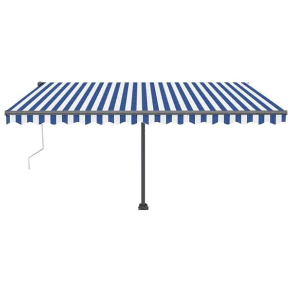 vidaXL Vapaasti seisova sisäänkelattava markiisi 400x350 cm sinivalk.