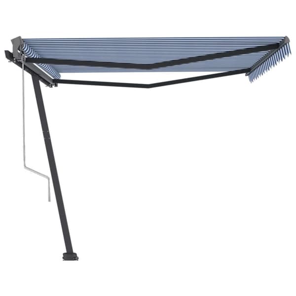 vidaXL Vapaasti seisova sisäänkelattava markiisi 400x350 cm sinivalk.