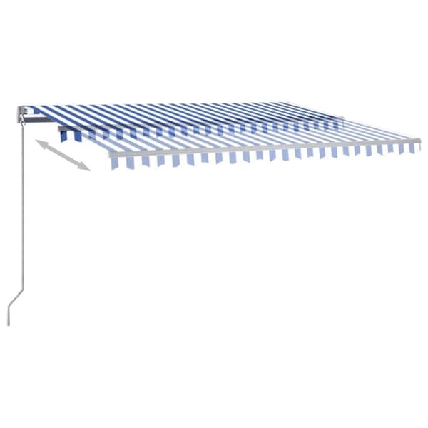 vidaXL Vapaasti seisova sisäänkelattava markiisi 400x350 cm sinivalk.