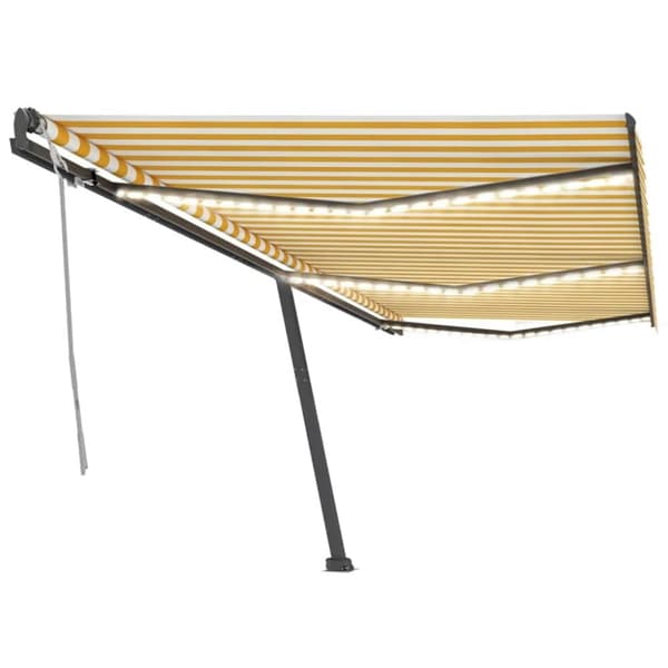 vidaXL markise m. LED-lys 600x300 cm manuel betjening gul og hvid