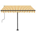 Miniatyrbilde 6 av 11: vidaXL Manuell uttrekkbar markise med LED 300x250 cm gul og hvit