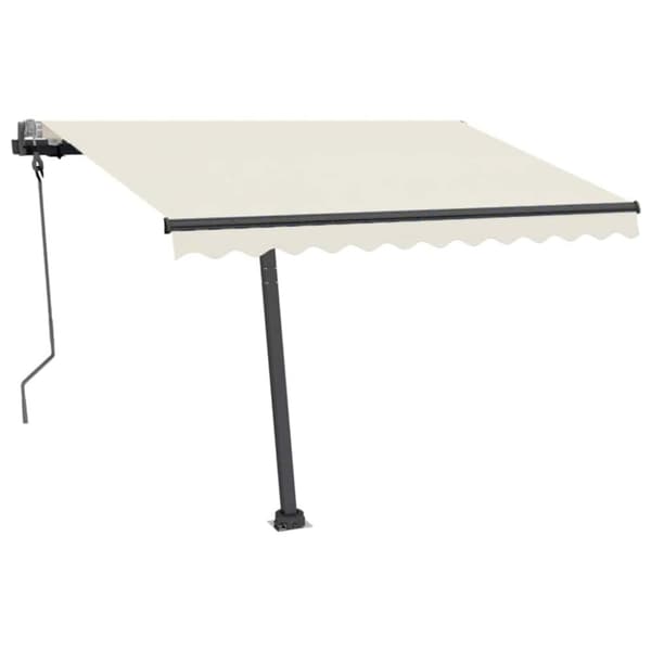 vidaXL Markis manuellt infällbar med LED 300x250 cm gräddvit