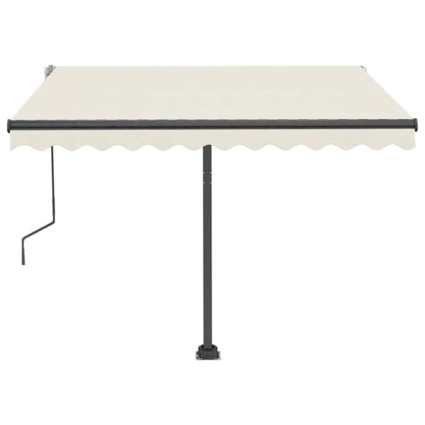 vidaXL Markis manuellt infällbar med LED 300x250 cm gräddvit