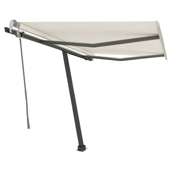 vidaXL Markis manuellt infällbar med LED 300x250 cm gräddvit