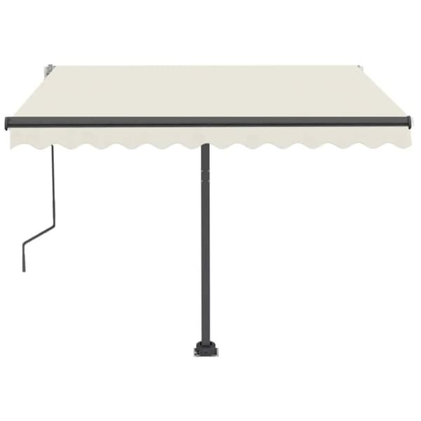 vidaXL Manuell uttrekkbar markise med LED 350x250 cm kremhvit