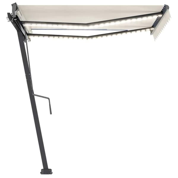 vidaXL Manuell uttrekkbar markise med LED 350x250 cm kremhvit