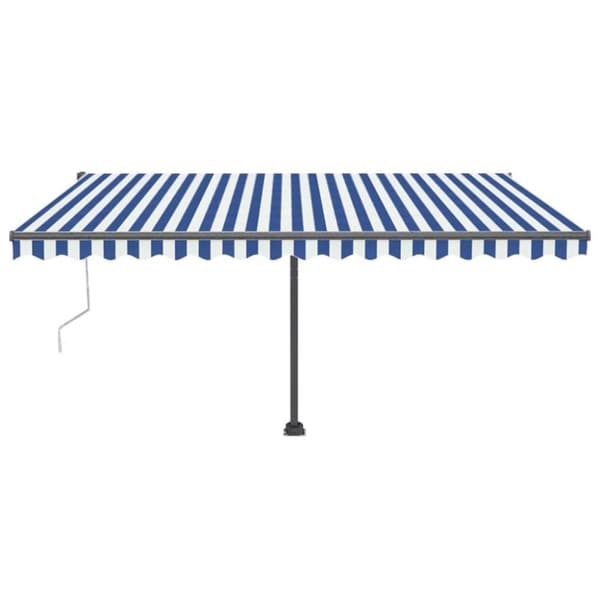 vidaXL Automatisk markis med vindsensor & LED 400x300 cm blå och vit