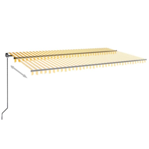 vidaXL Manuell uttrekkbar markise med LED 600x350 cm gul og hvit