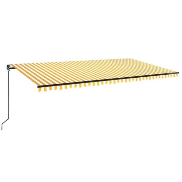 vidaXL Manuell uttrekkbar markise med LED 600x350 cm gul og hvit
