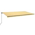 Miniatyrbilde 2 av 7: vidaXL Manuell uttrekkbar markise med LED 600x350 cm gul og hvit