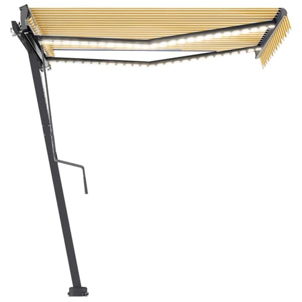 vidaXL Manuell uttrekkbar markise med LED 350x250 cm gul og hvit