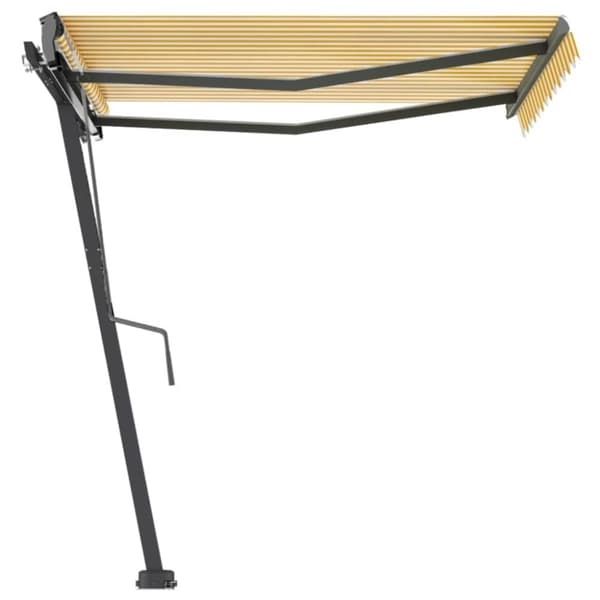 vidaXL Frittstående manuell uttrekkbar markise 300x250 cm gul/hvit