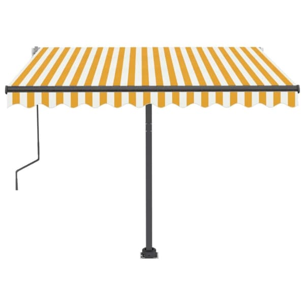 vidaXL Frittstående manuell uttrekkbar markise 300x250 cm gul/hvit