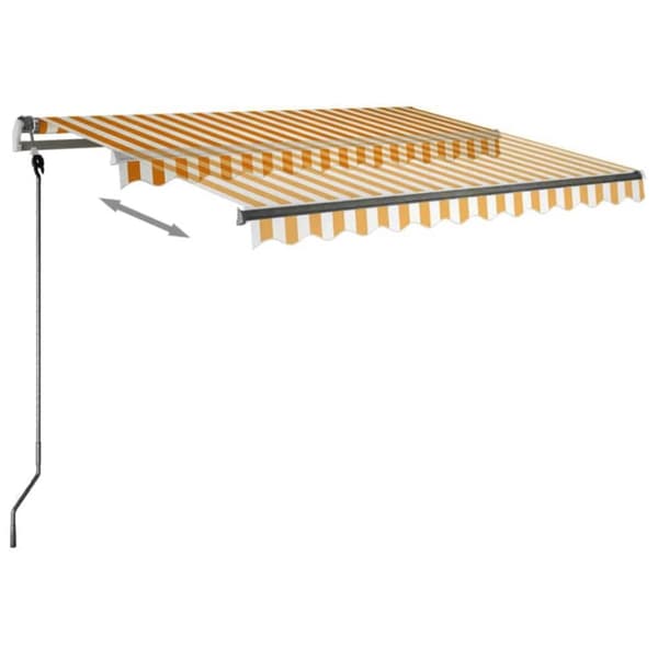 vidaXL Frittstående manuell uttrekkbar markise 300x250 cm gul/hvit