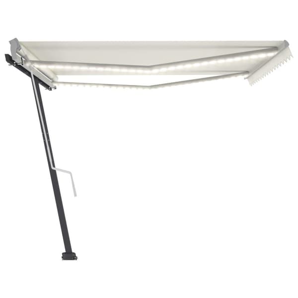 vidaXL Manuell uttrekkbar markise med LED 450x300 cm kremhvit