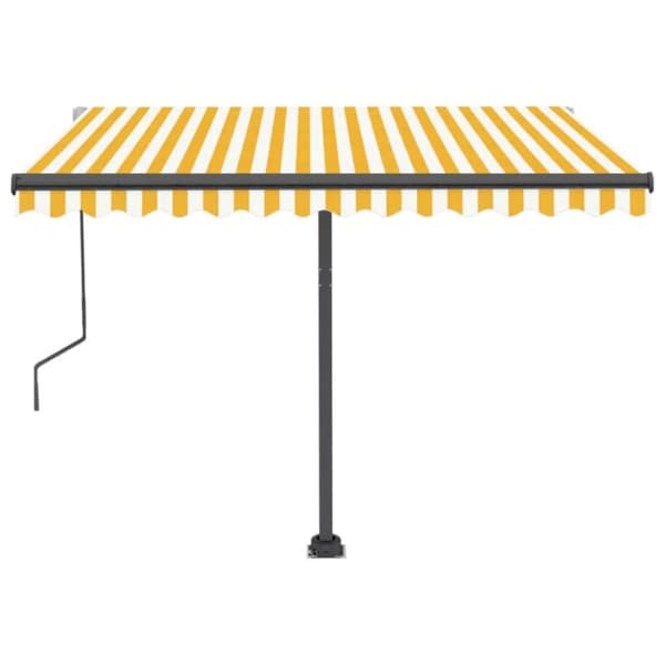 vidaXL Automatisk markise med LED og vindsensor 300x250 cm gul og hvit