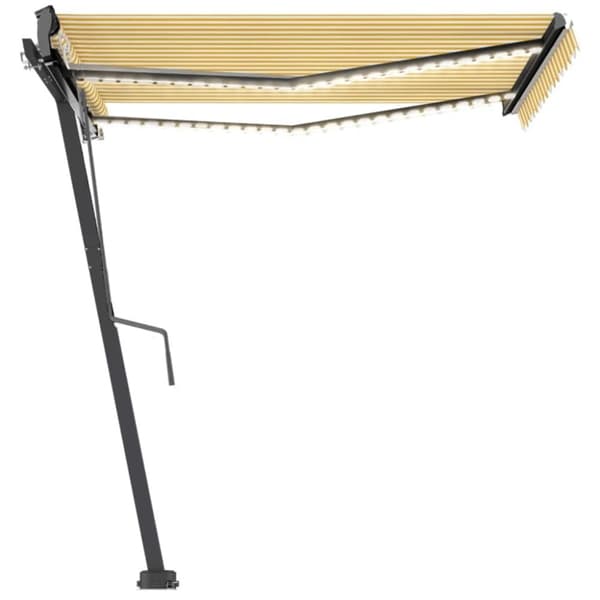 vidaXL Automatisk markise med LED og vindsensor 300x250 cm gul og hvit