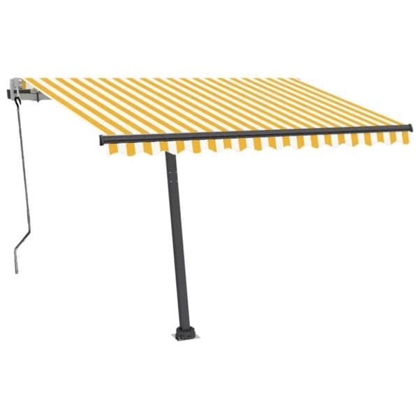 vidaXL Automatisk markise med LED og vindsensor 300x250 cm gul og hvit