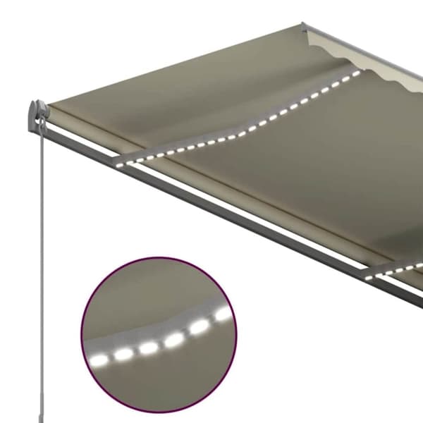 vidaXL Automatisk markis med vindsensor & LED 300x250 cm gräddvit
