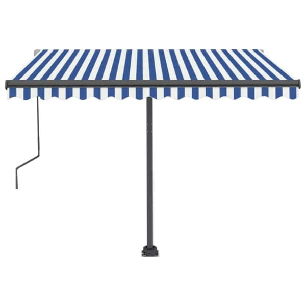 vidaXL Automatisk markis med vindsensor & LED 300x250 cm blå och vit