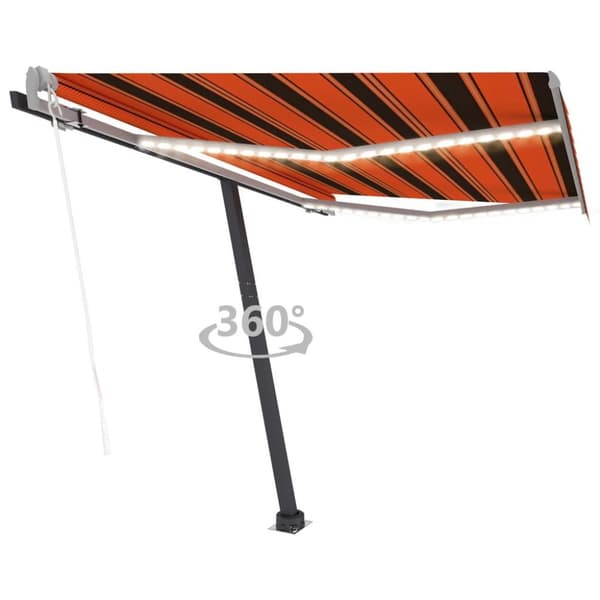 vidaXL Automatisk markise med LED og vindsensor 350x250cm oransje/brun