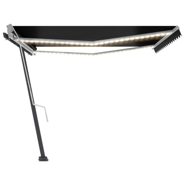vidaXL Manuell uttrekkbar markise med LED 450x300 cm antrasitt