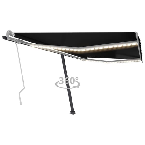 vidaXL Manuell uttrekkbar markise med LED 450x300 cm antrasitt