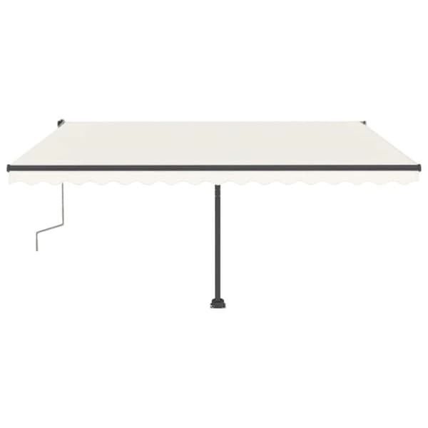 vidaXL Manuell uttrekkbar markise med LED 400x300 cm kremhvit