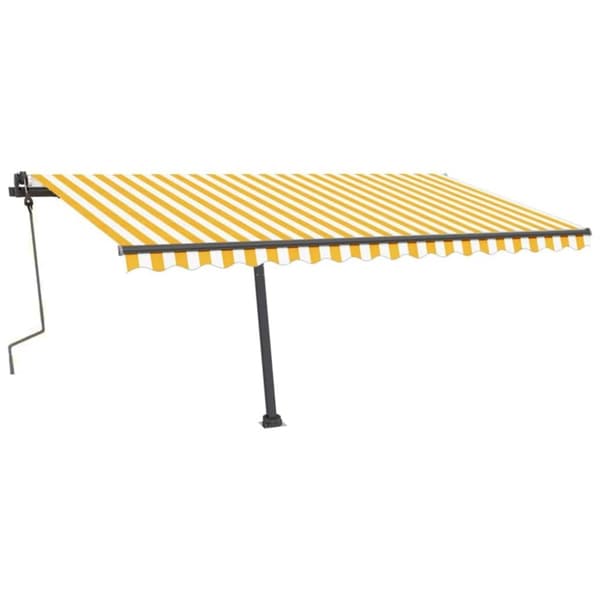 vidaXL Manuell uttrekkbar markise med LED 450x300 cm gul og hvit