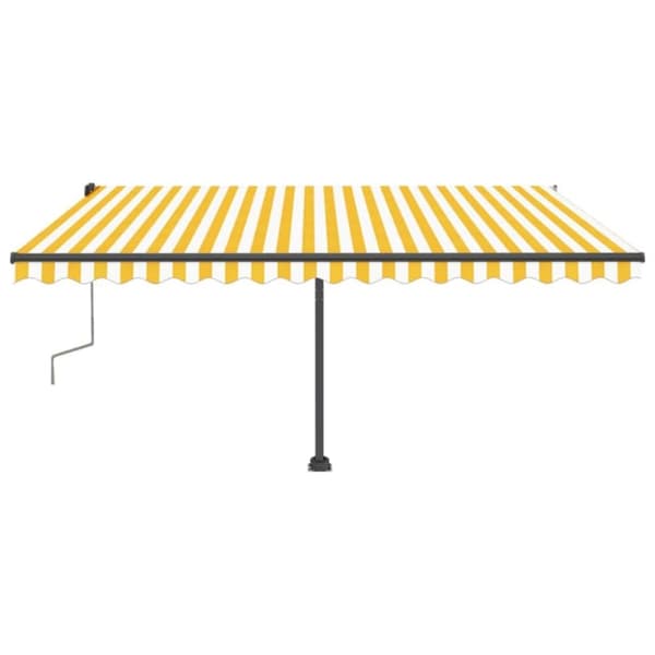 vidaXL Manuell uttrekkbar markise med LED 450x300 cm gul og hvit