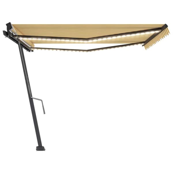 vidaXL Manuell uttrekkbar markise med LED 450x300 cm gul og hvit