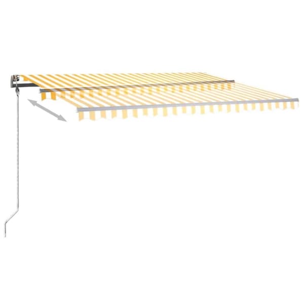 vidaXL Manuell uttrekkbar markise med LED 450x300 cm gul og hvit