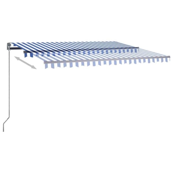 vidaXL Automatisk markis med vindsensor & LED 450x350 cm blå och vit