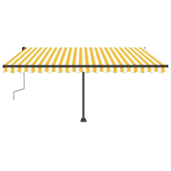 vidaXL Manuell uttrekkbar markise med LED 400x350 cm gul og hvit