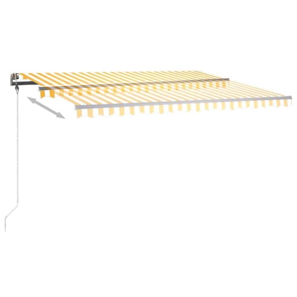 vidaXL Manuell uttrekkbar markise med LED 400x350 cm gul og hvit